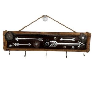 Teresa Kale Wooden Enamel Metal Time Compass Bow Wall Hanging Organizer Decor